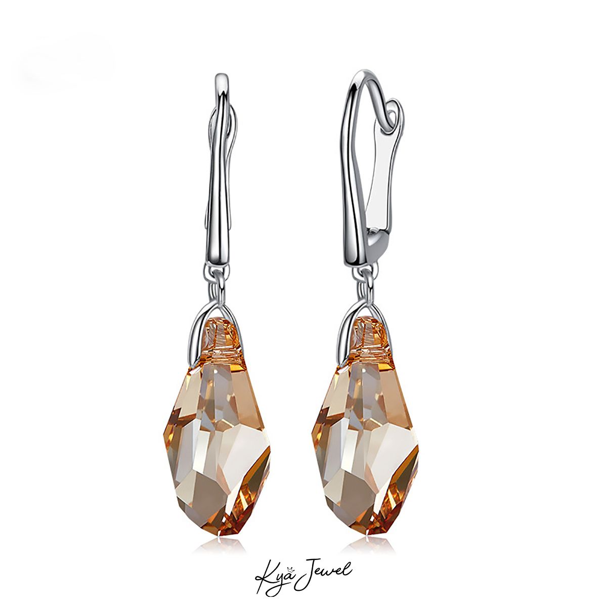 Hoa tai pha lê Swarovski vàng dáng giọt nước