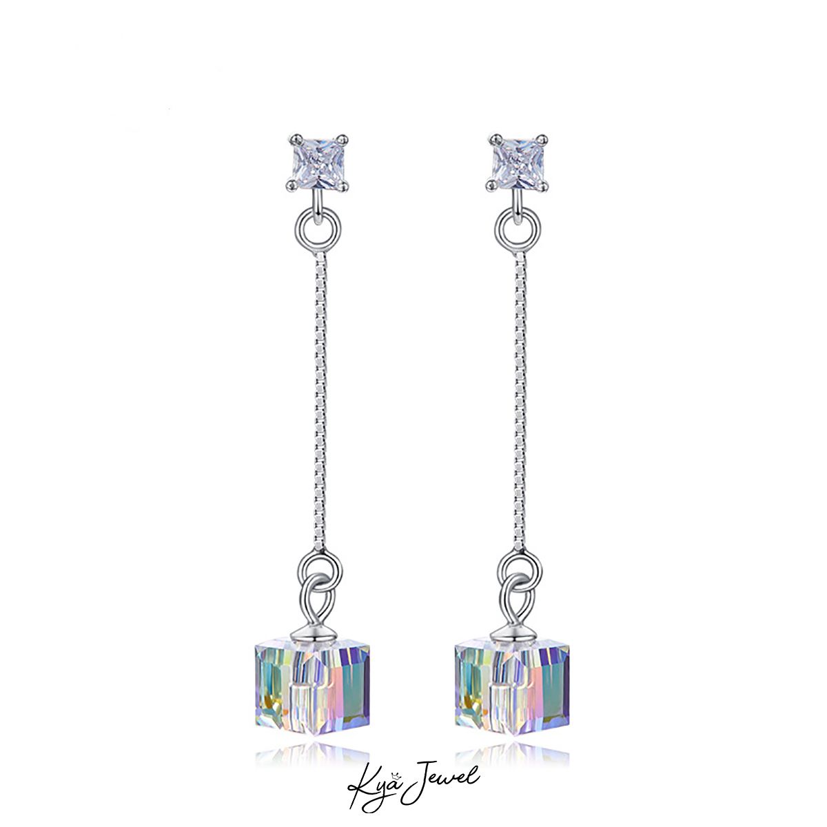Hoa tai Swarovski dáng dài ấn tượng