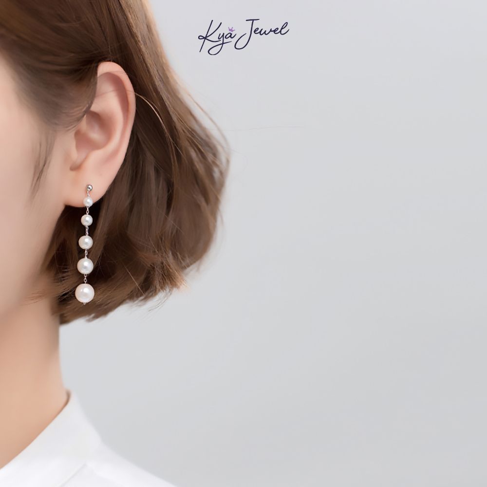 Hoa tai ngọc trai tự nhiên dáng dài nữ tính