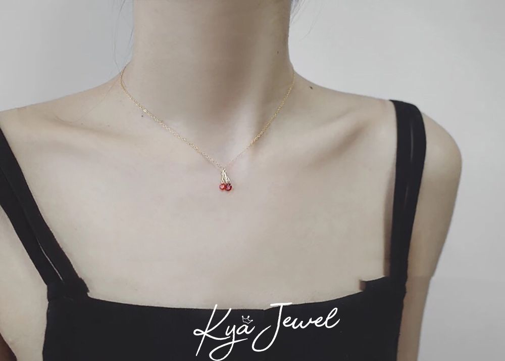Dây chuyền mạ vàng đôi cherry