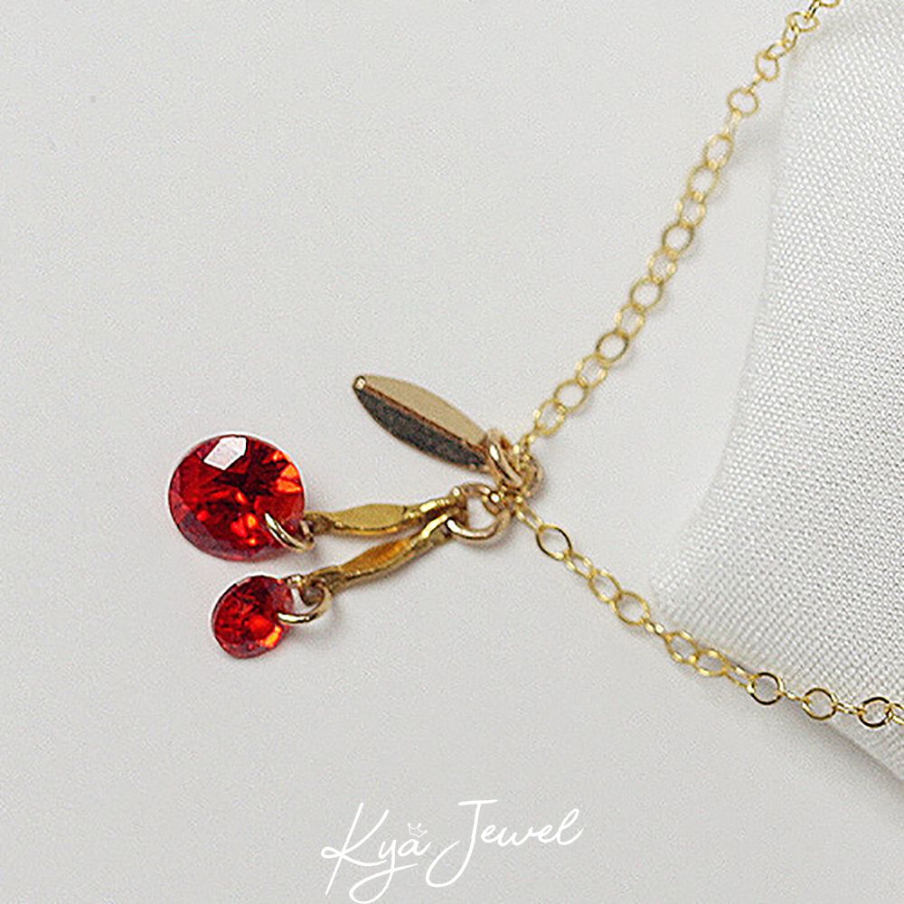 Dây chuyền mạ vàng đôi cherry