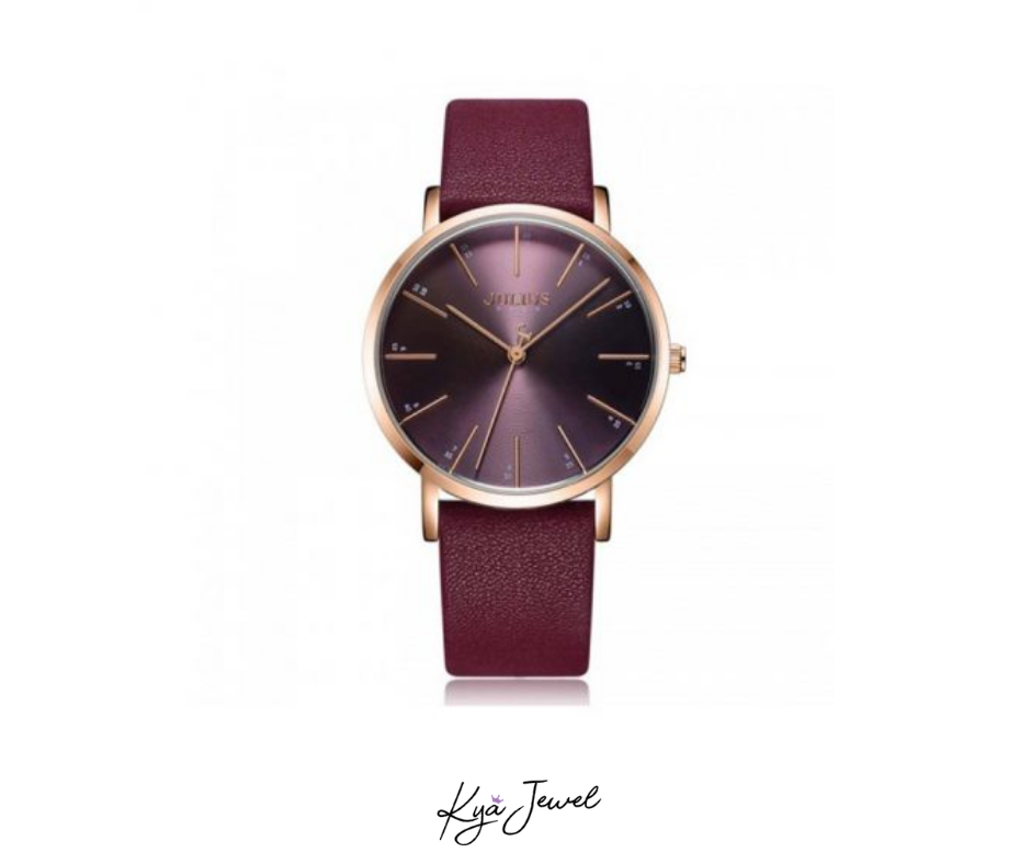 Đồng Hồ Nữ JA-1161C Julius Hàn Quốc Dây Da (Đỏ)