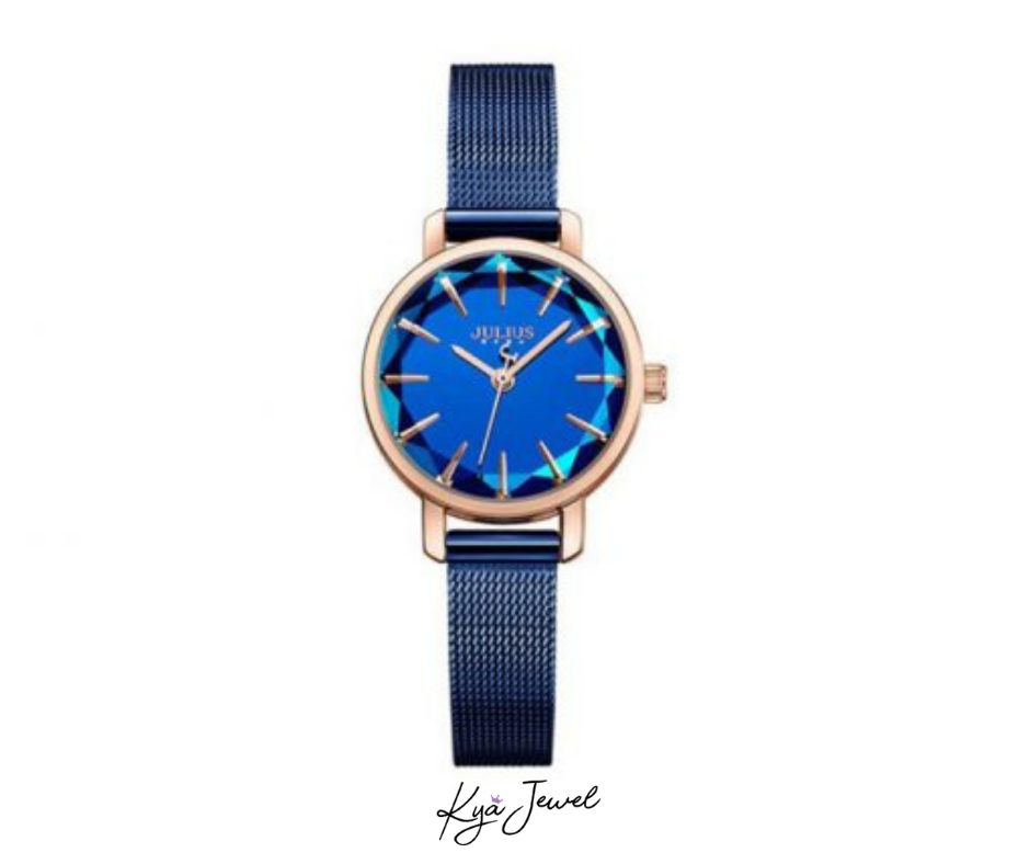 Đồng Hồ Nữ JA-1063D Julius Hàn Quốc Dây Thép (Xanh)