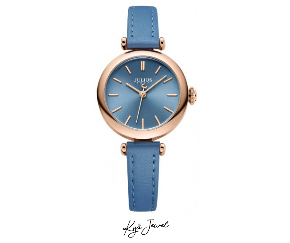 Đồng Hồ Nữ JA-1018D JULIUS Hàn Quốc Dây Da (Xanh da trời)