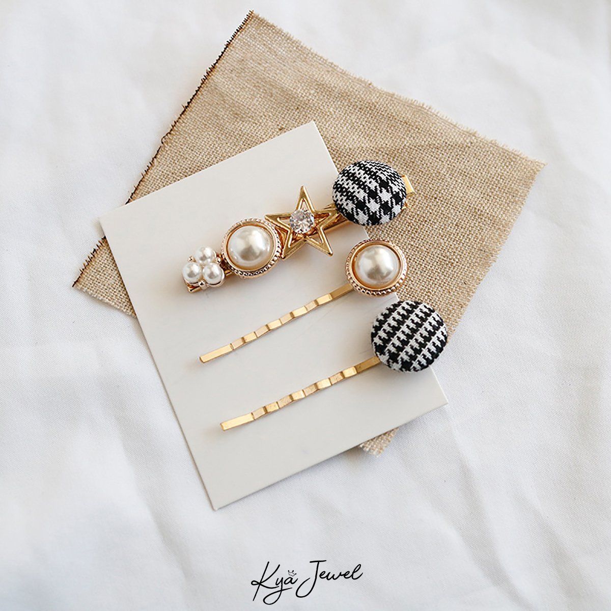 Set cài tóc nút bọc phong cách Hàn Quốc