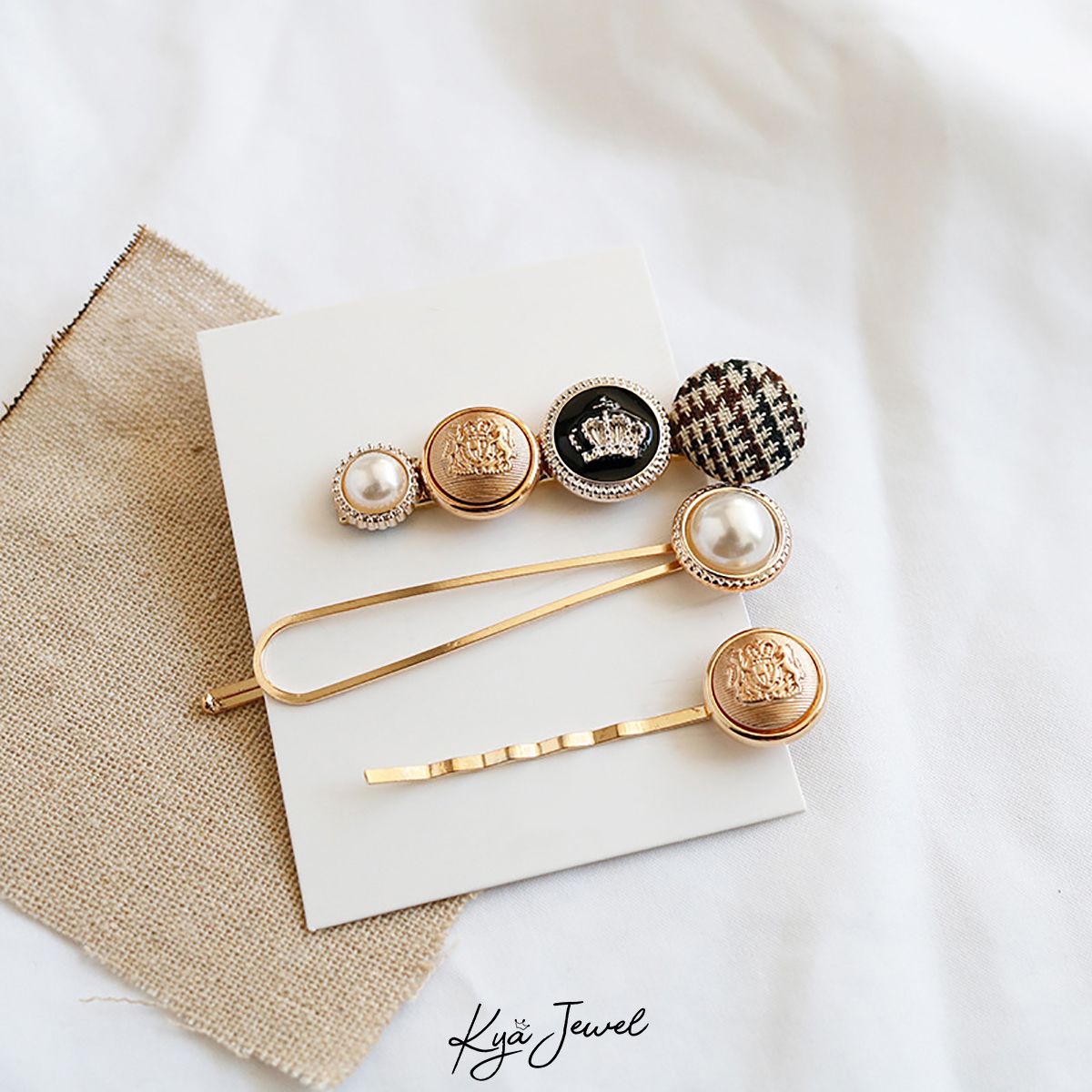 Set 3 cài tóc caro thời trang