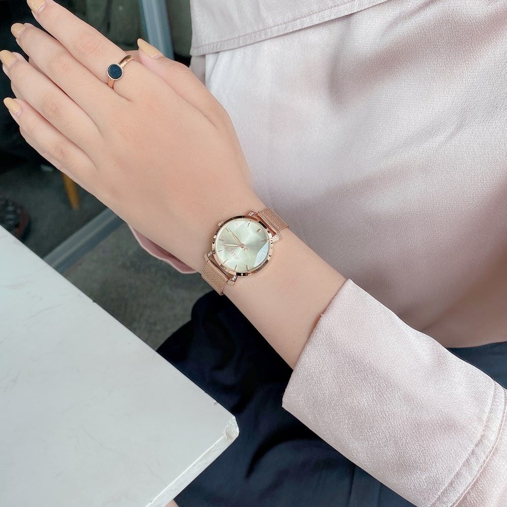 Đồng Hồ Nữ JA-1158A1 Julius Hàn Quốc Dây Thép (Vàng Hồng)