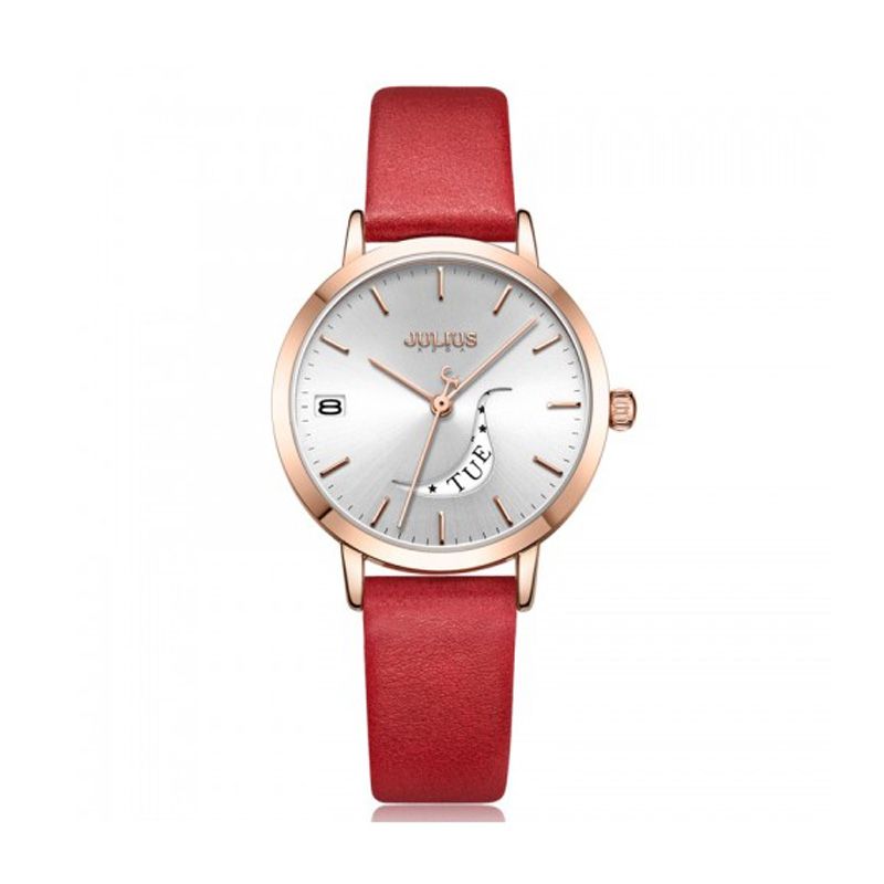 Đồng Hồ Nữ JA-1076B Julius Hàn Quốc Dây Da (Đỏ)
