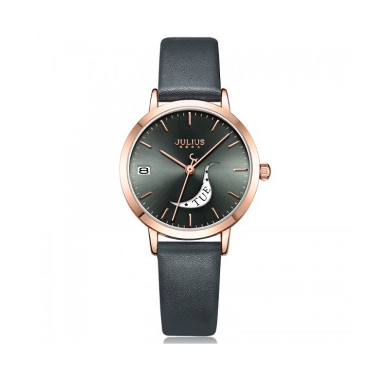 Đồng Hồ Nữ JA-1076E Julius Hàn Quốc Dây Da (Xám)