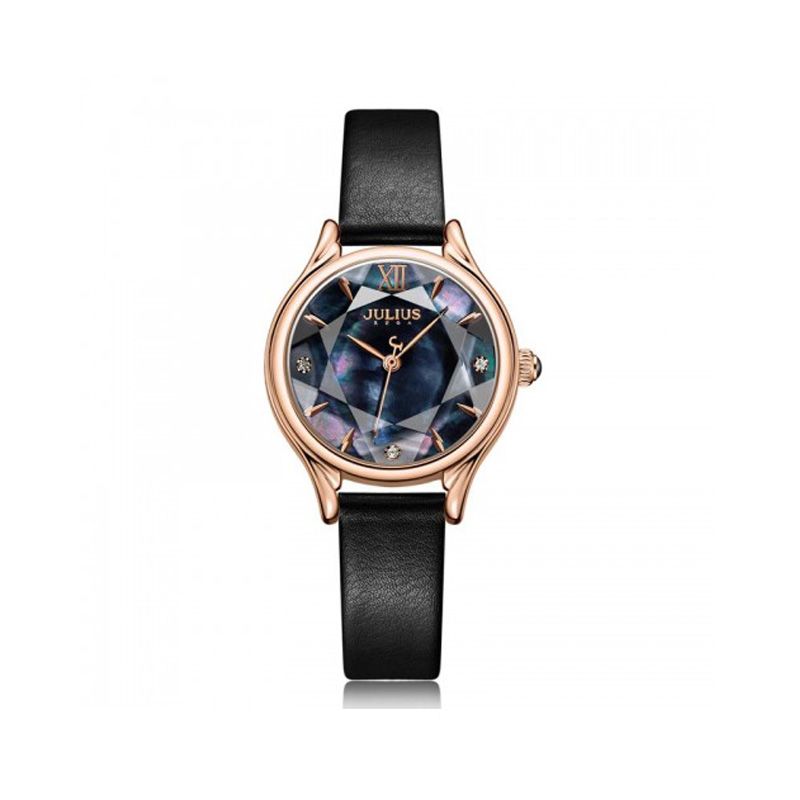 Đồng Hồ Nữ JA-1154E Julius Hàn Quốc Dây Da (Đen)