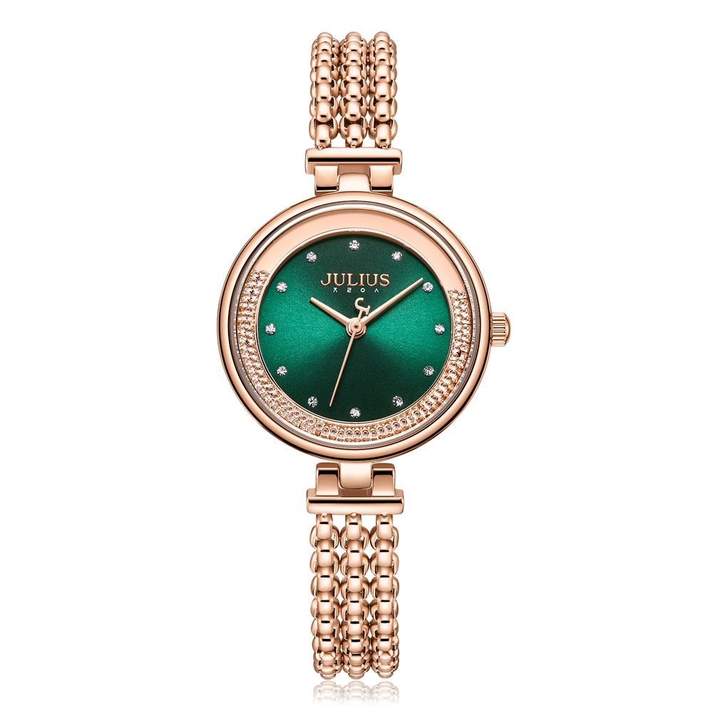 Đồng Hồ Nữ JA-1285C Julius Hàn Quốc Dây Thép (Xanh)