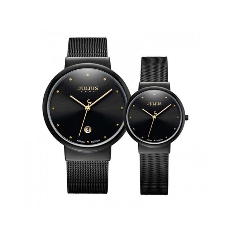 Đồng hồ cặp JULIUS JA426 dây thép (đen)