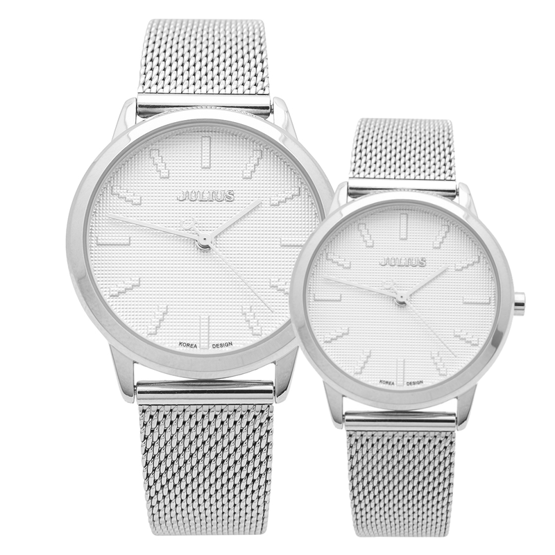 Đồng hồ cặp Julius JA982 dây thép (trắng bạc)