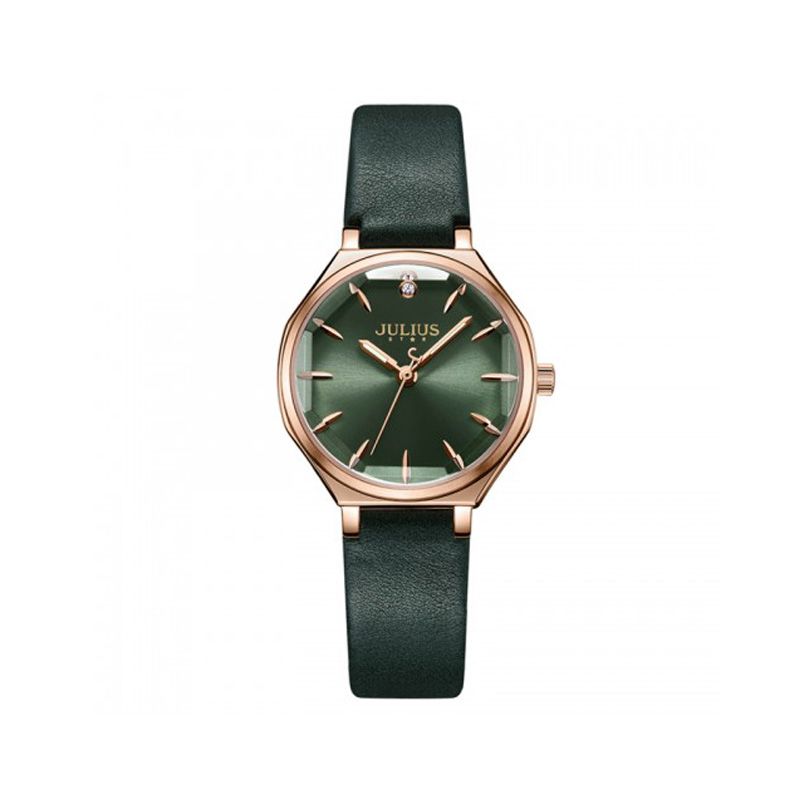 Đồng Hồ Nữ JS-008D Julius Star Hàn Quốc Dây Da (Xanh rêu)