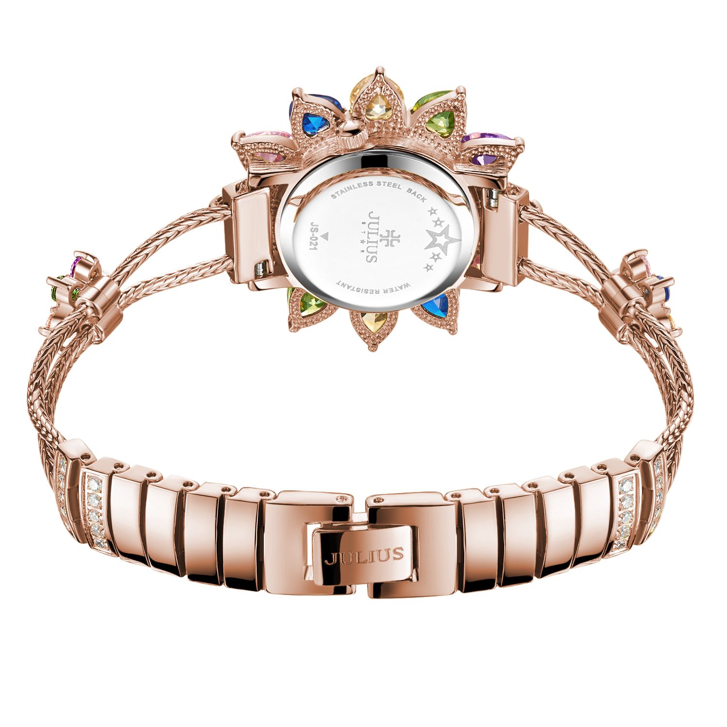 Đồng Hồ Nữ JS-021C Julius Star Mặt Hoa Đính Đá swarovski (Vàng Hồng)