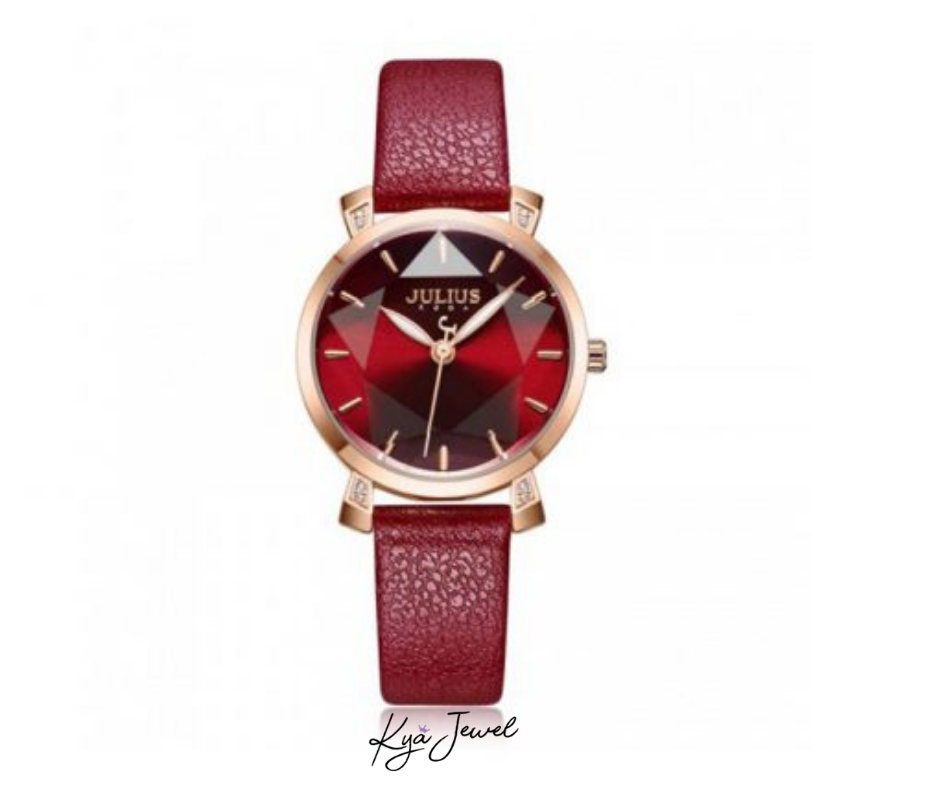 Đồng Hồ Nữ JA-1158D Julius Hàn Quốc Dây Da (Đỏ)