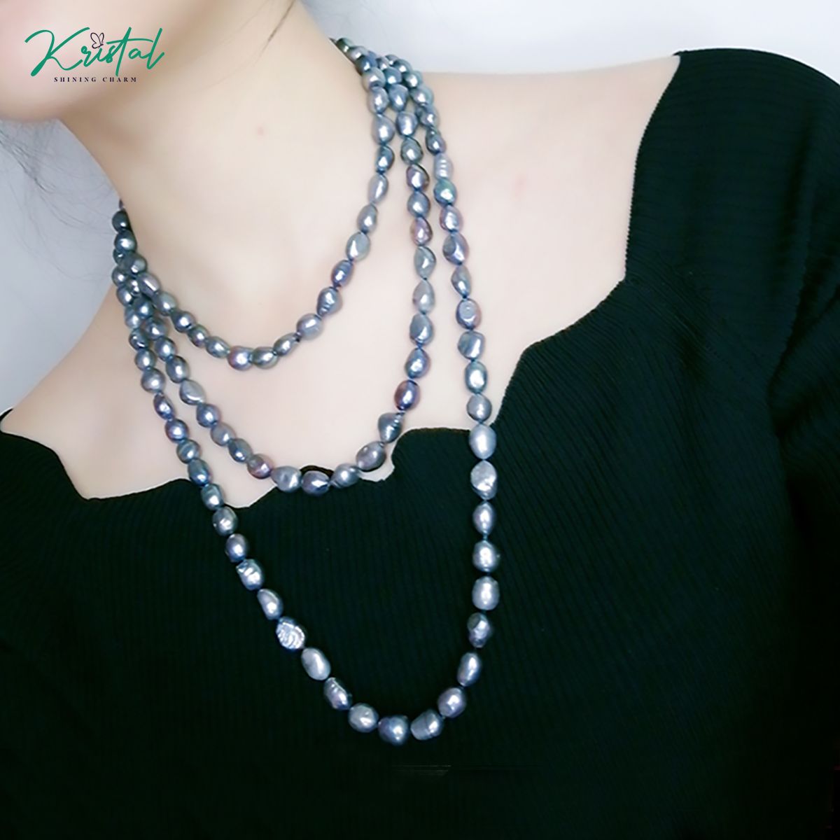 Dây chuyền ngọc trai tự nhiên 3 lớp sang trọng