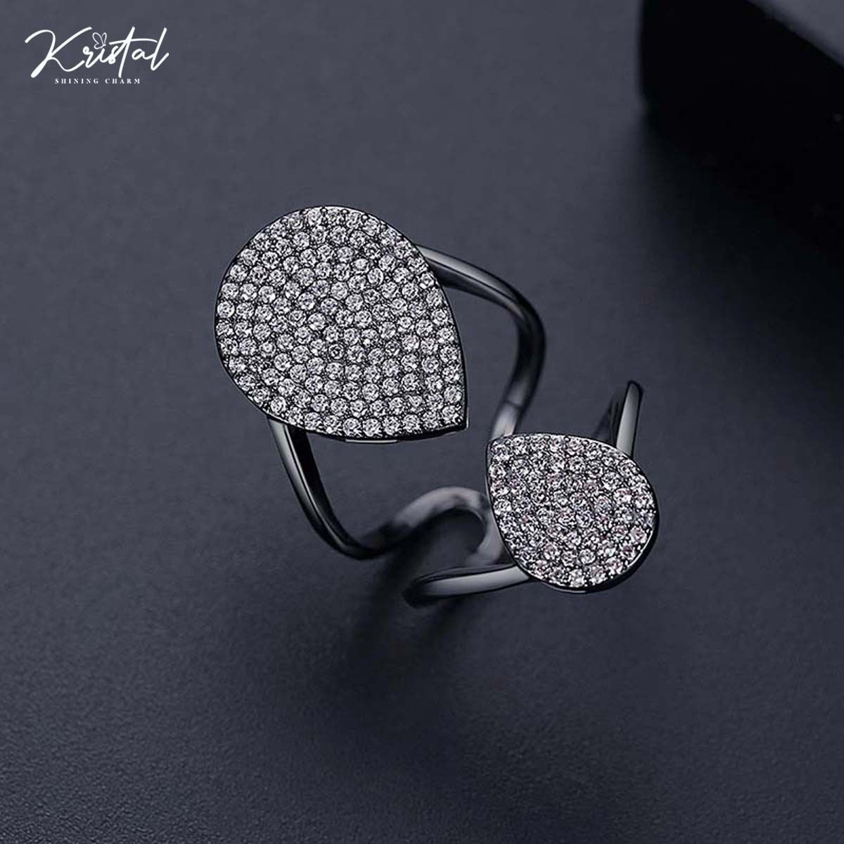Nhẫn giọt nước đối xứng cá tính