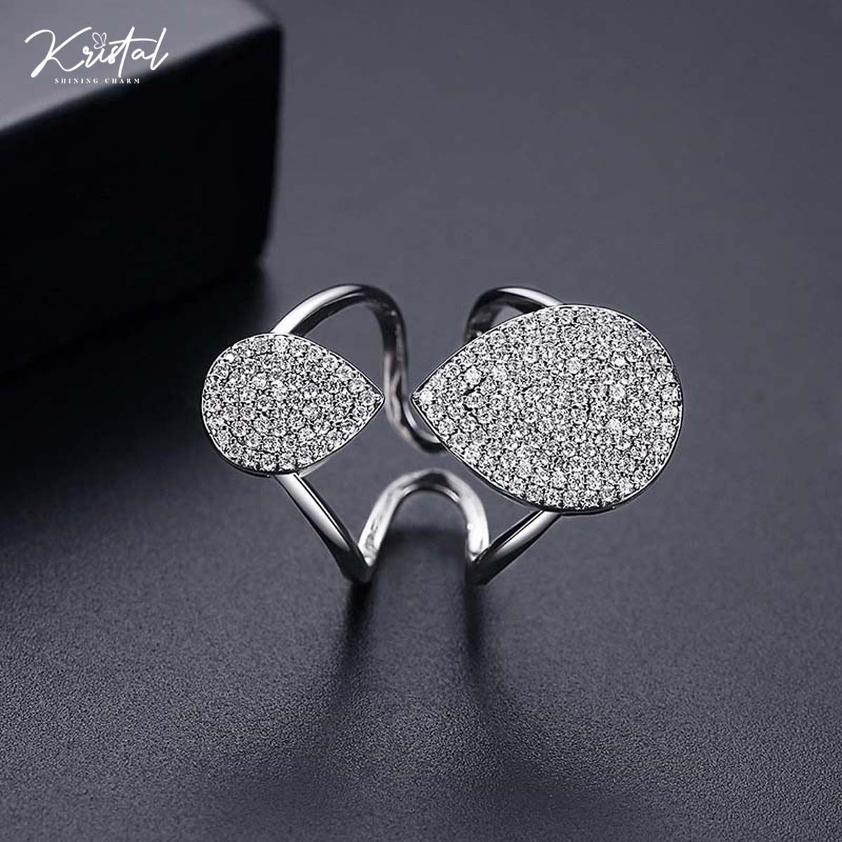Nhẫn giọt nước đối xứng cá tính