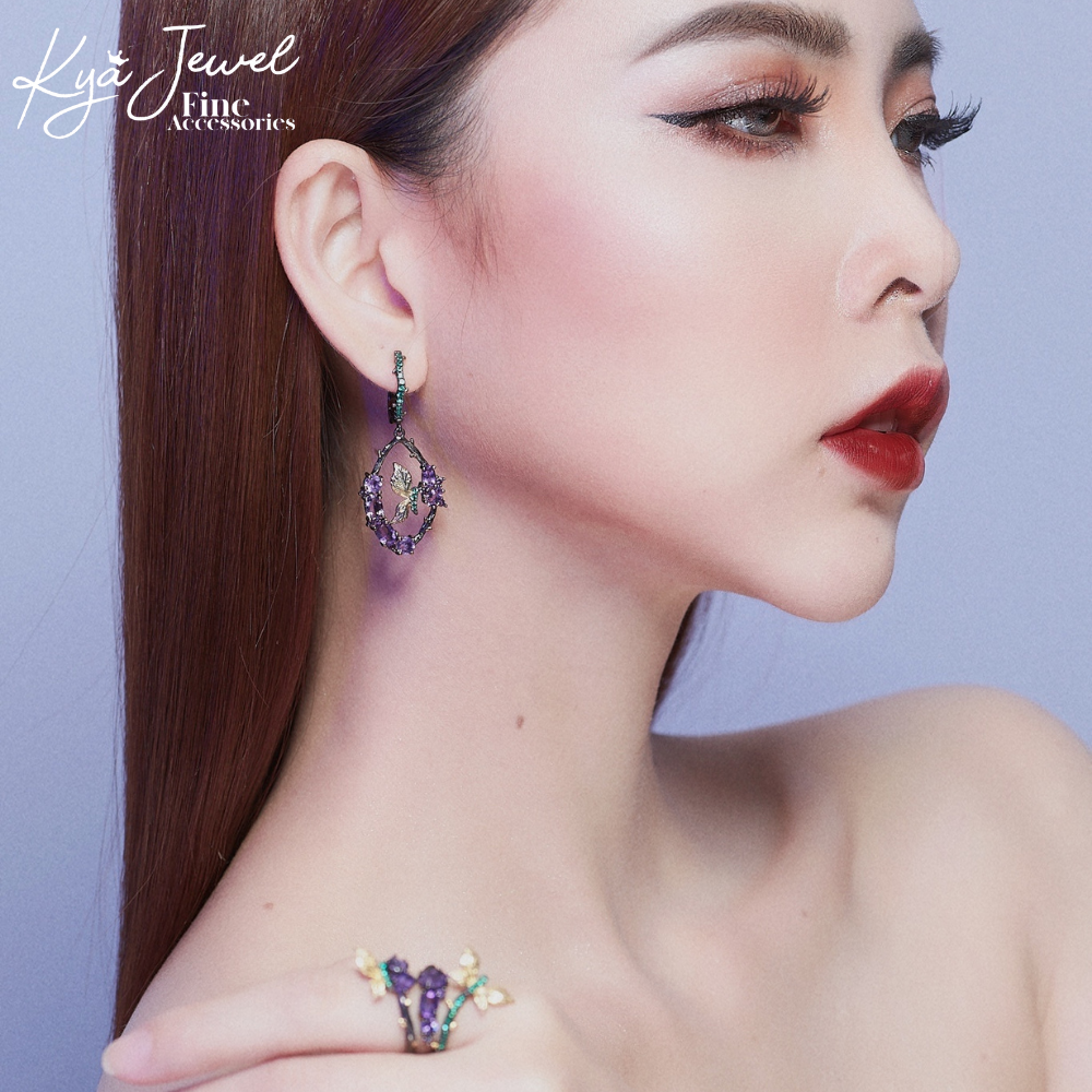 Nhẫn hồng ngọc lựu đôi chuồn chuồn ấn tượng
