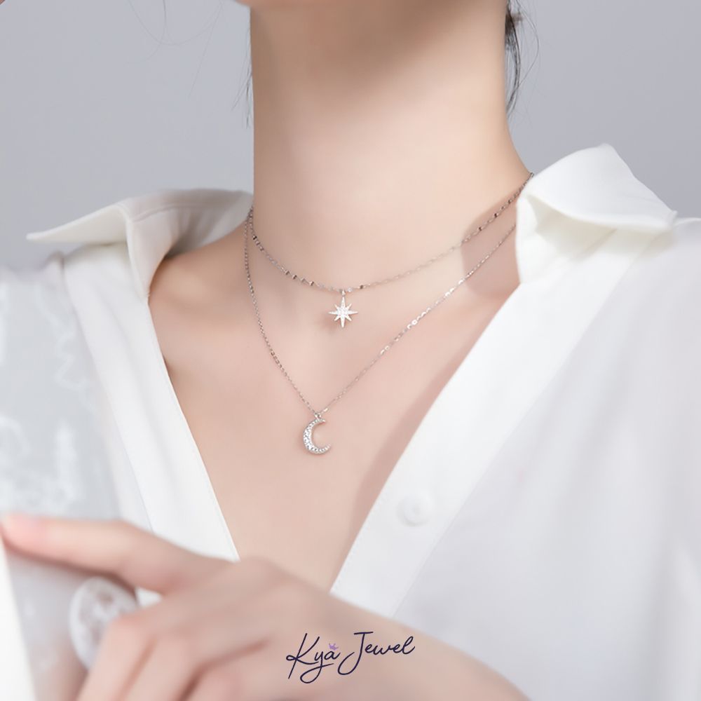 Dây chuyền đôi trăng sao độc đáo
