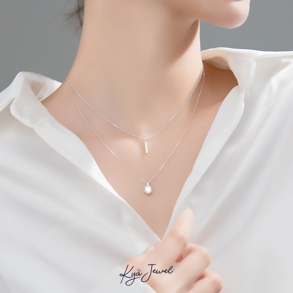 Dây chuyền đôi đá cz sang trọng