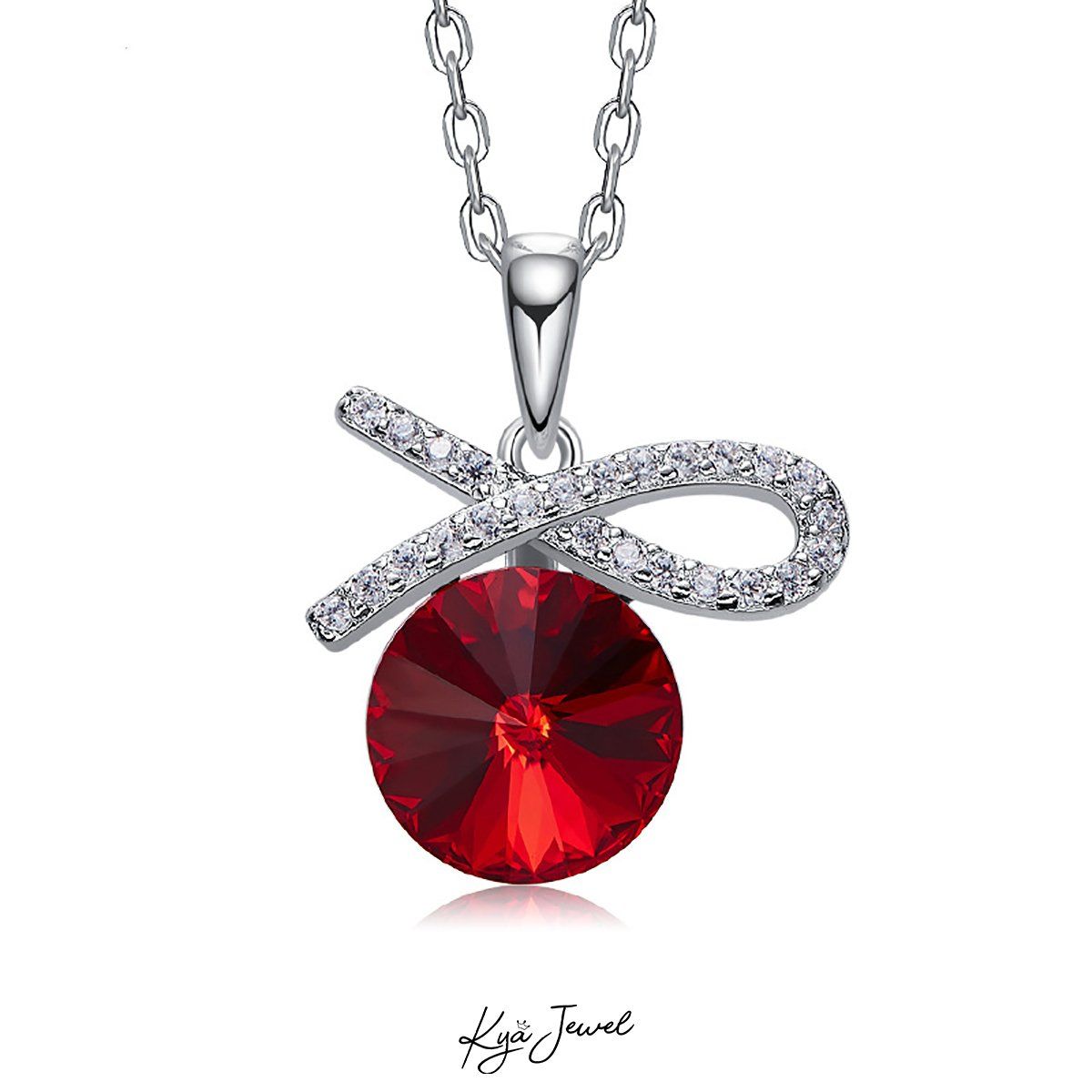 Dây chuyền Swarovski đỏ kèm nơ
