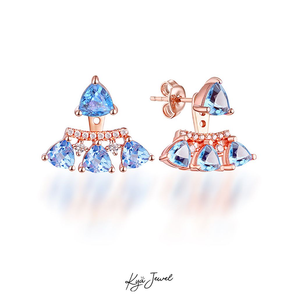 Hoa tai topaz vàng hồng cách điệu