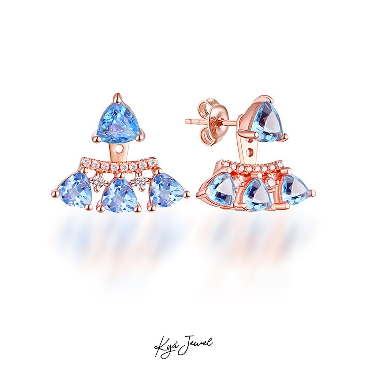 Hoa tai topaz vàng hồng cách điệu