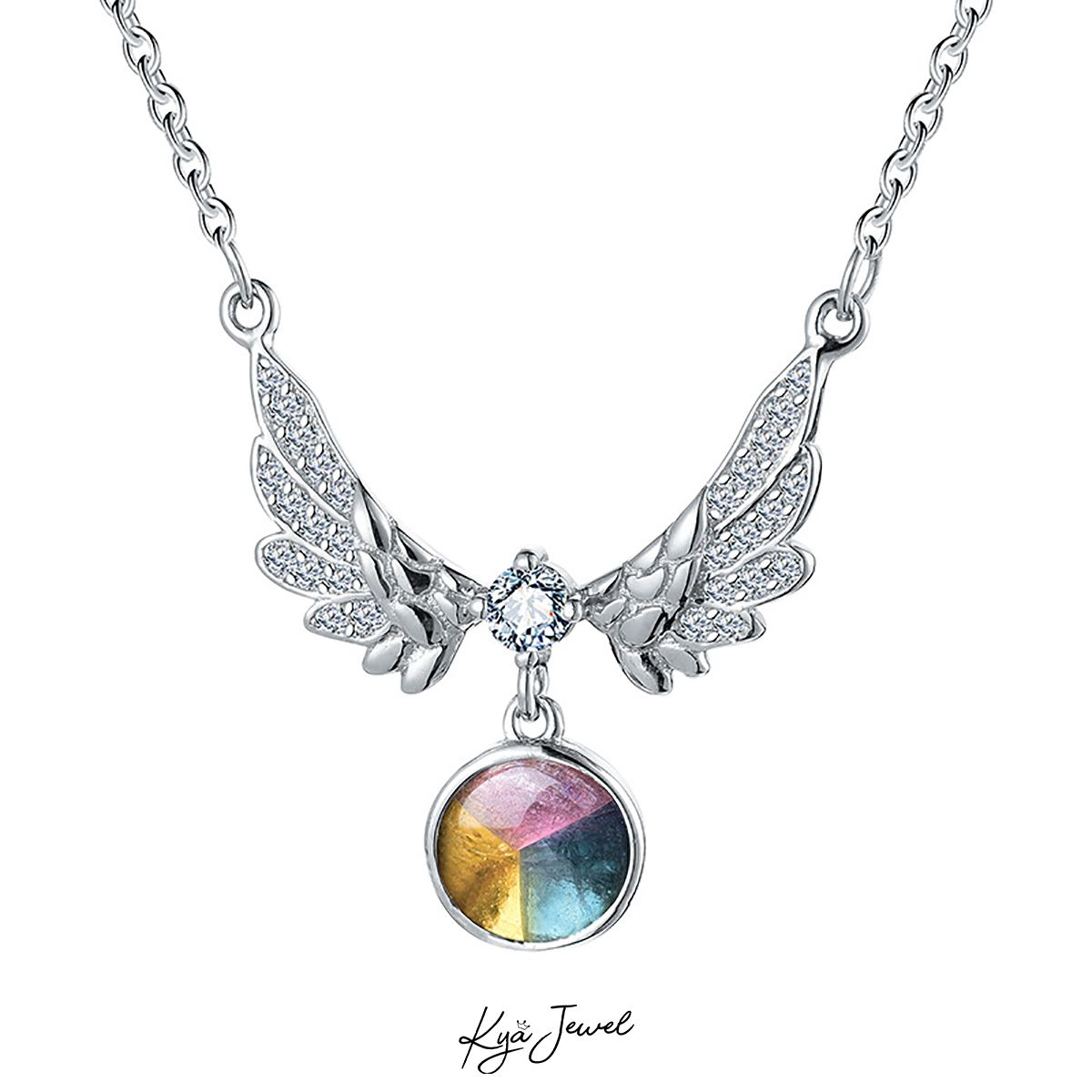 Dây chuyền đá Tourmaline đôi cánh tự do