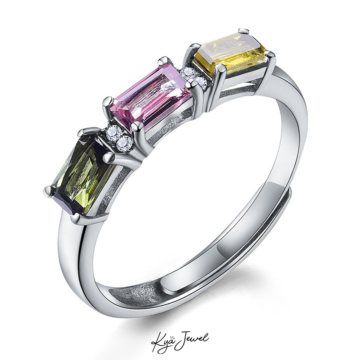 Nhẫn dãy đá Tourmaline đơn giản