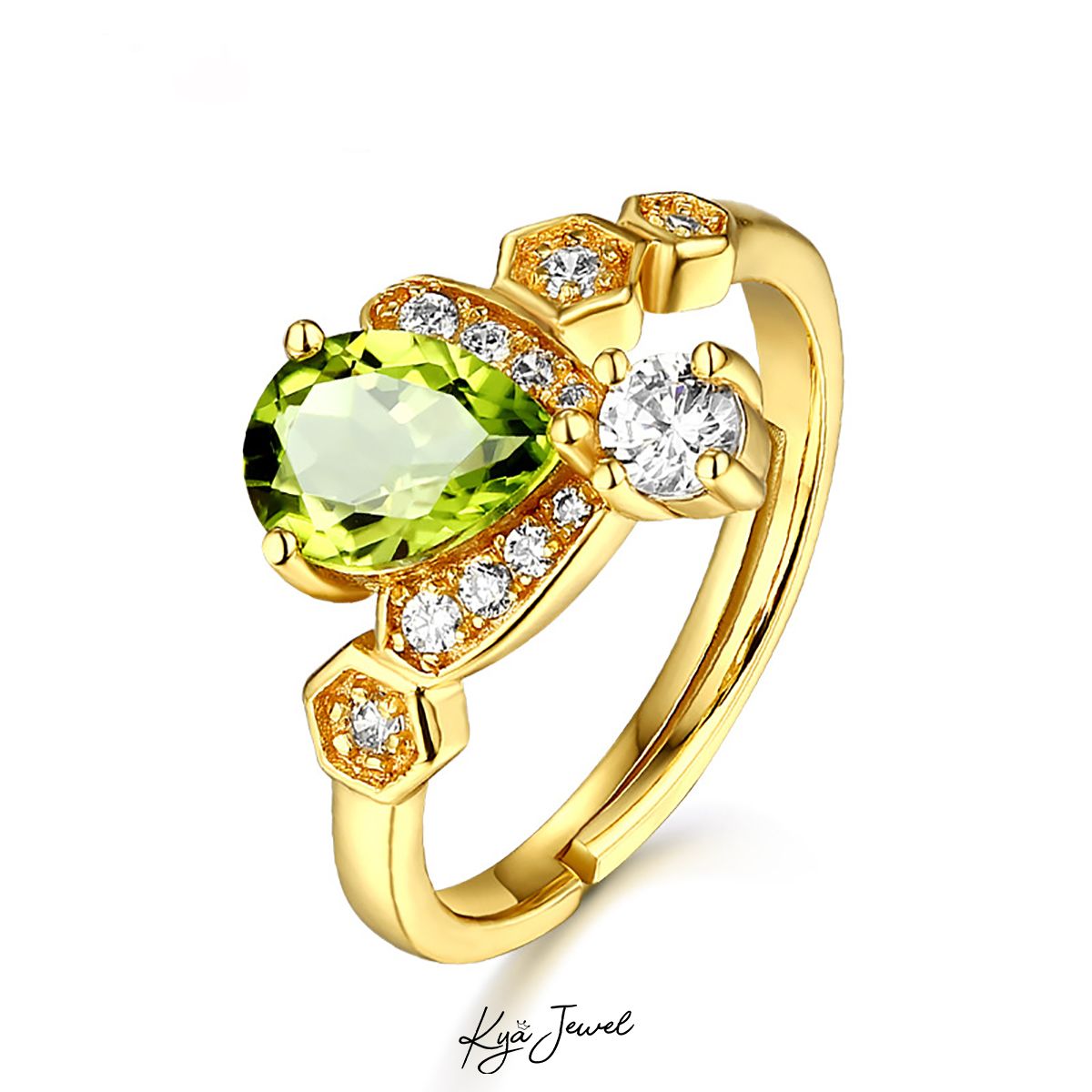 Nhẫn đá Peridot sắc xanh dịu dàng