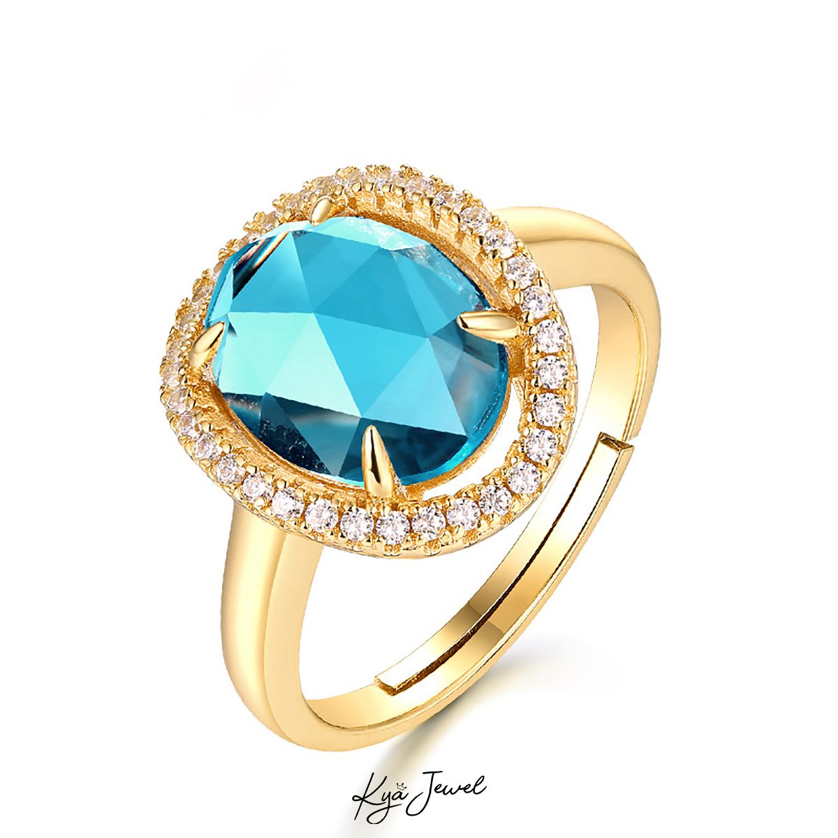 Nhẫn Topaz xanh cổ điển