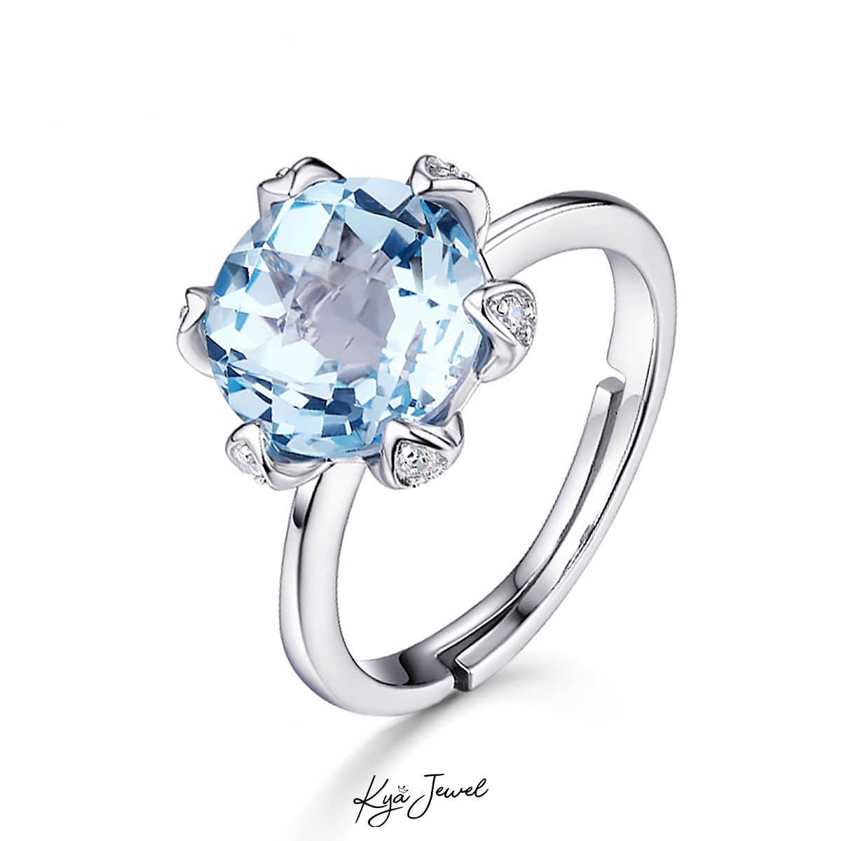 Nhẫn đá Topaz xanh nước dịu êm