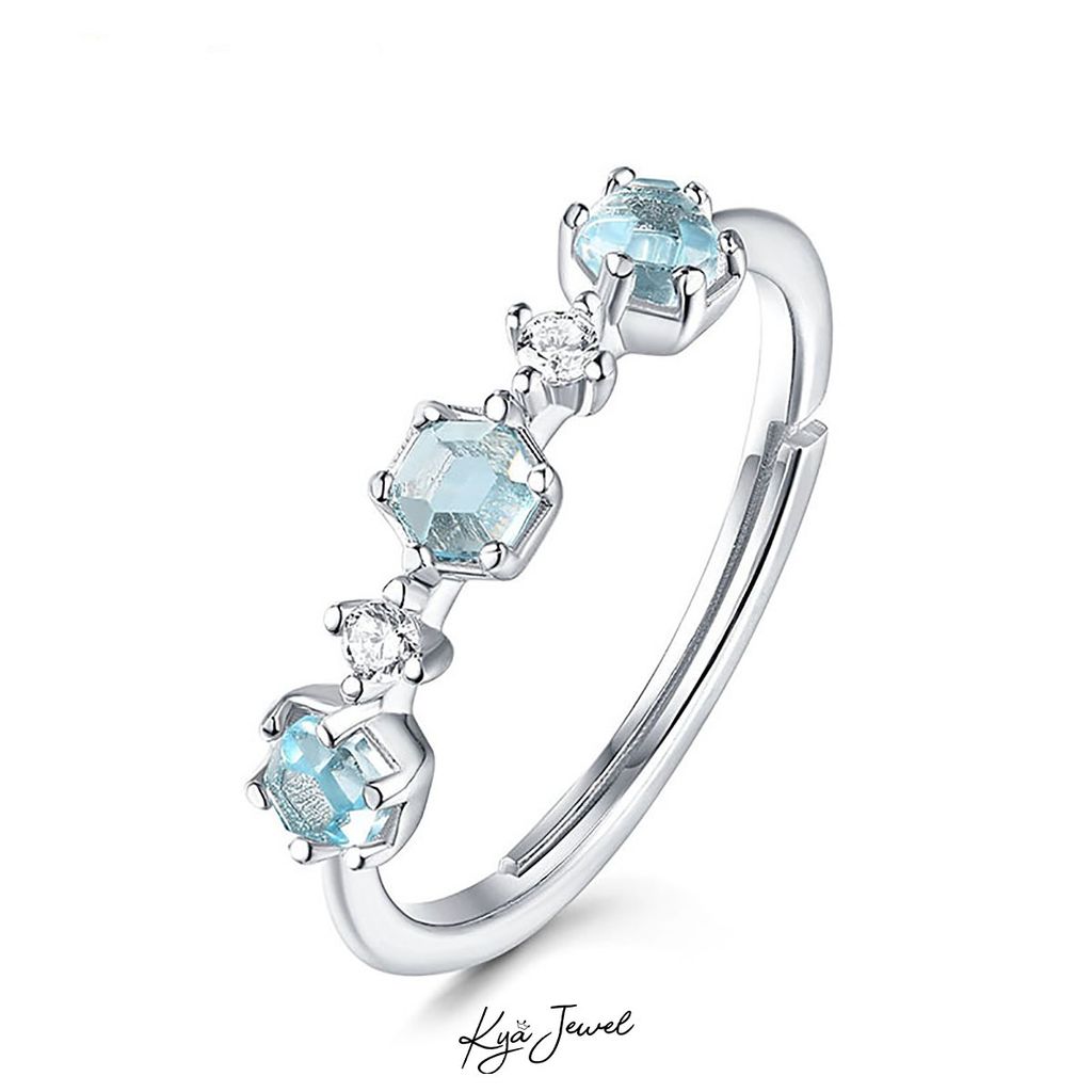 Nhẫn sắc xanh Topaz mát lành