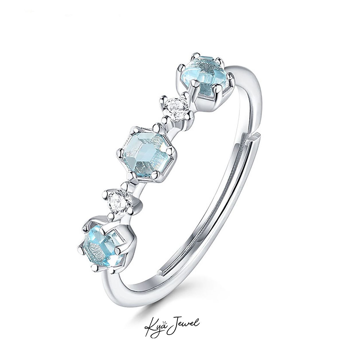 Nhẫn sắc xanh Topaz mát lành