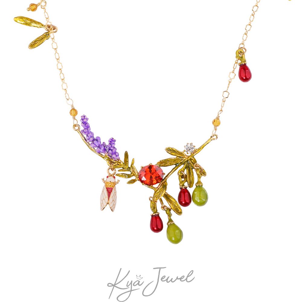 Dây chuyền handmade hoa oải hương và ôliu