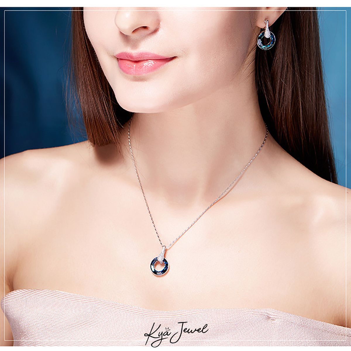 Dây chuyền đá Swarovski tròn thanh lịch