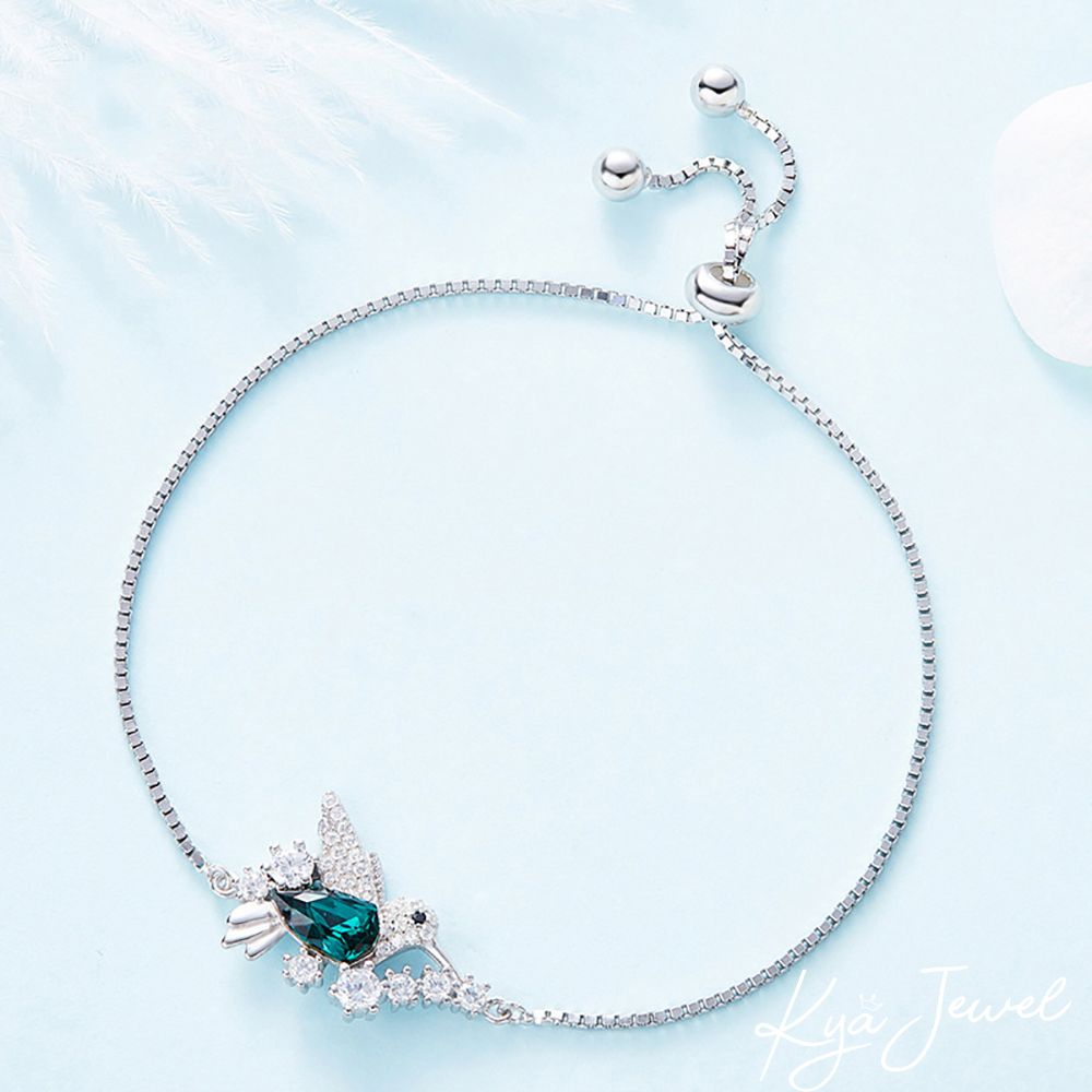 Lắc tay pha lê chim ruồi xanh