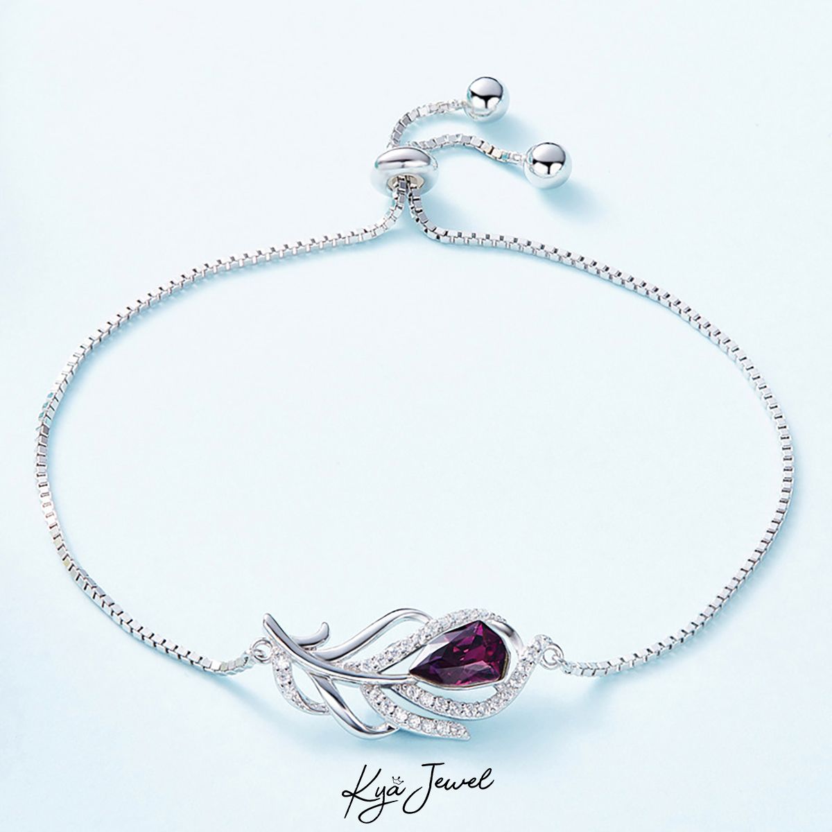 Lắc tay lông chim đá Swarovski tím than