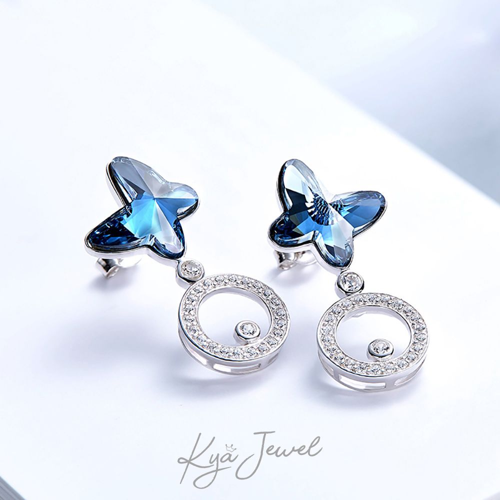 Hoa tai hình bướm đính đá Swarovski