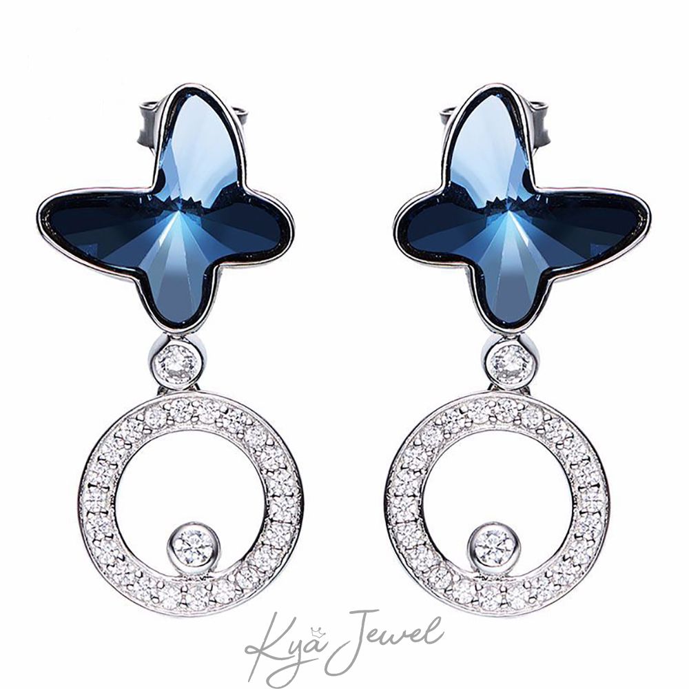 Hoa tai hình bướm đính đá Swarovski