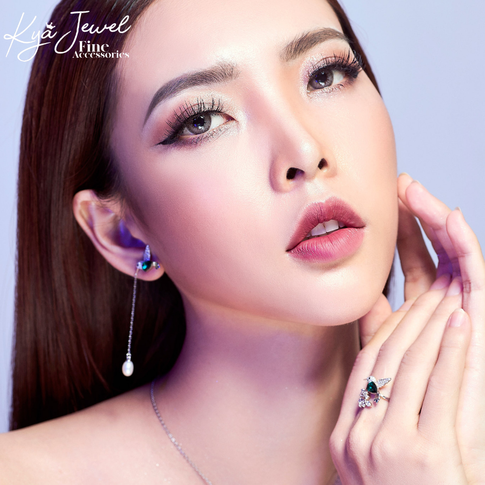 Bộ trang sức bạc chim ruồi đá Swarovski
