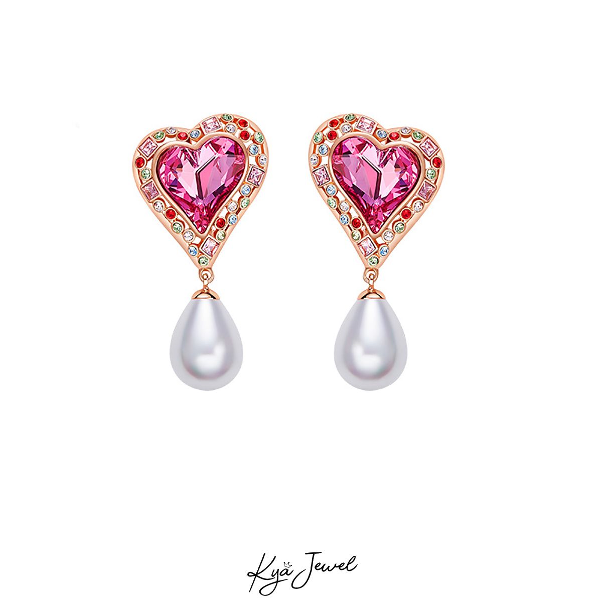 Hoa tai đá Swarovski và ngọc trai cổ điển