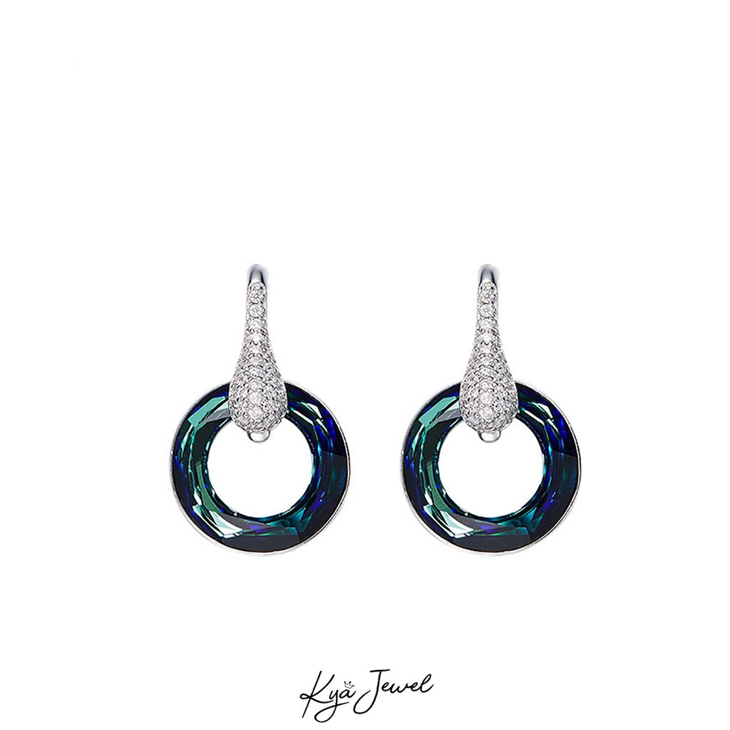 Hoa tai đá Swarovski tròn thanh lịch