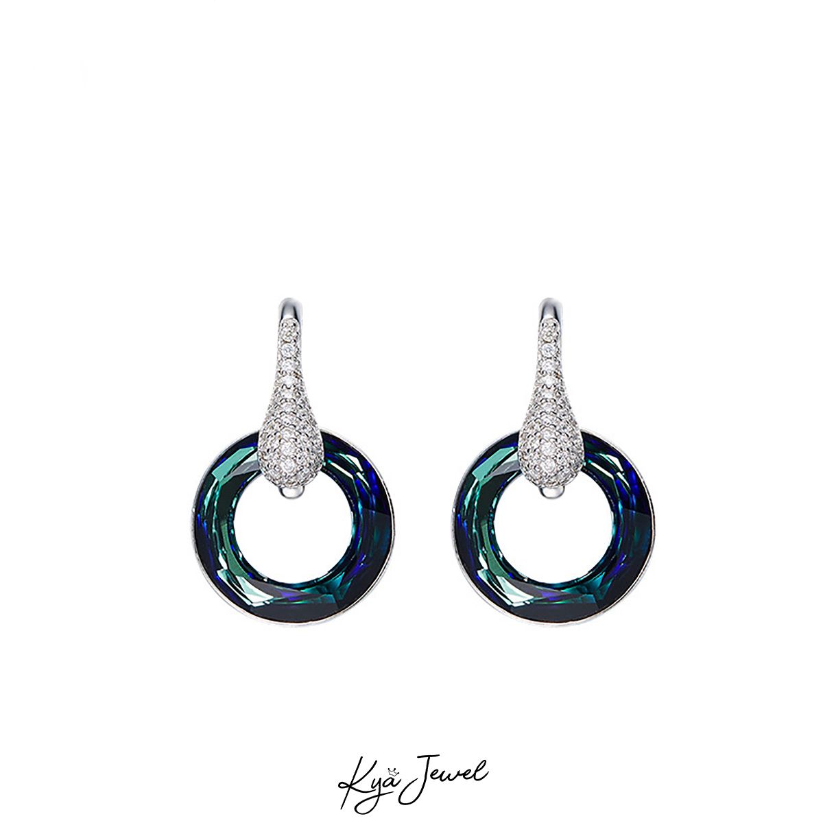 Hoa tai đá Swarovski tròn thanh lịch