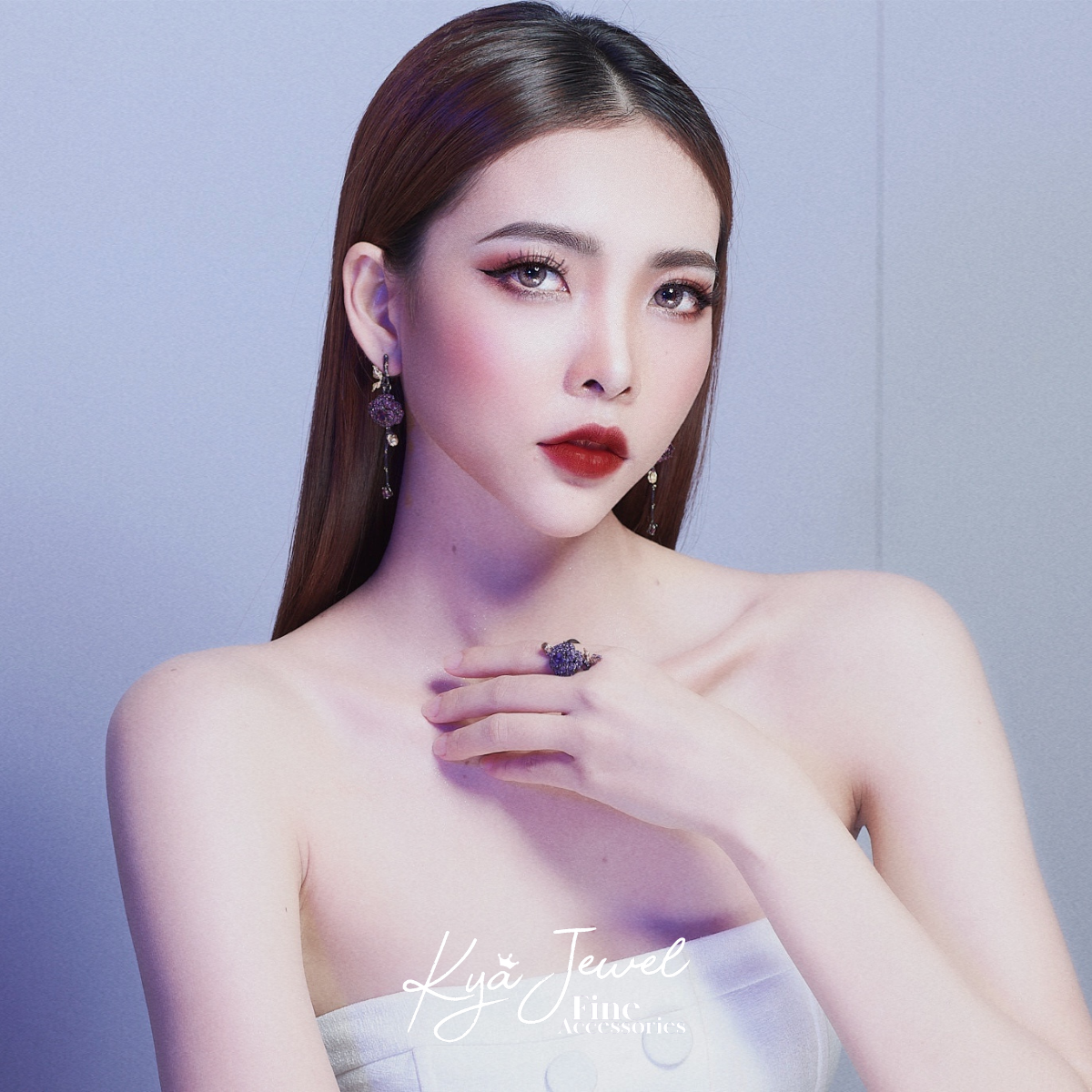 Hoa tai hoa hồng ngọc hồng lựu sang trọng