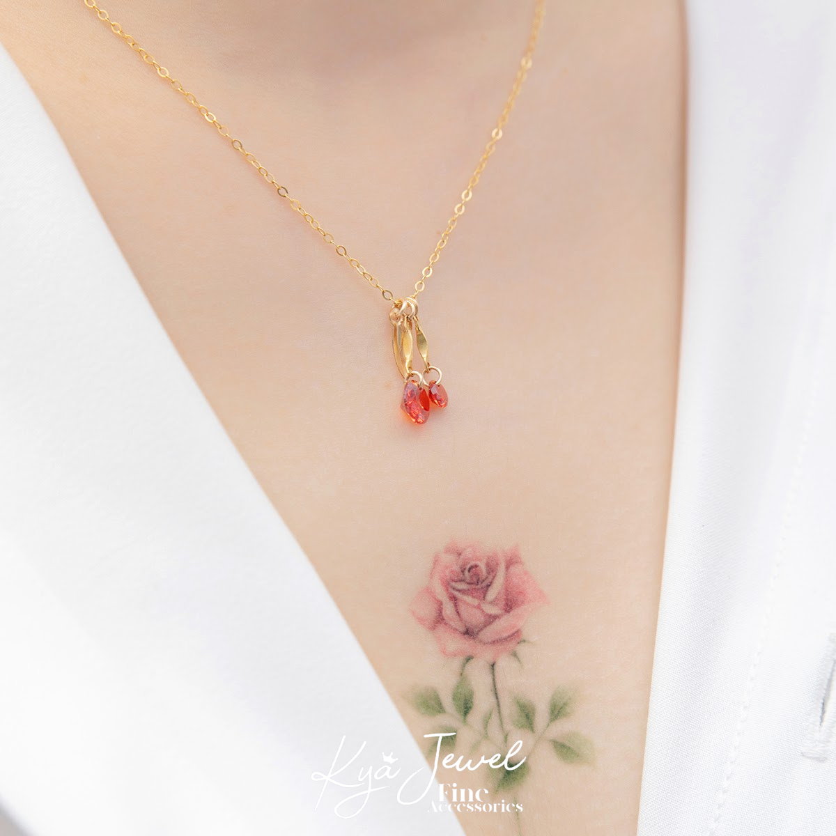 Dây chuyền mạ vàng đôi cherry