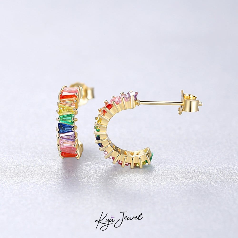 Khuyên tai bạc nữ Rainbow