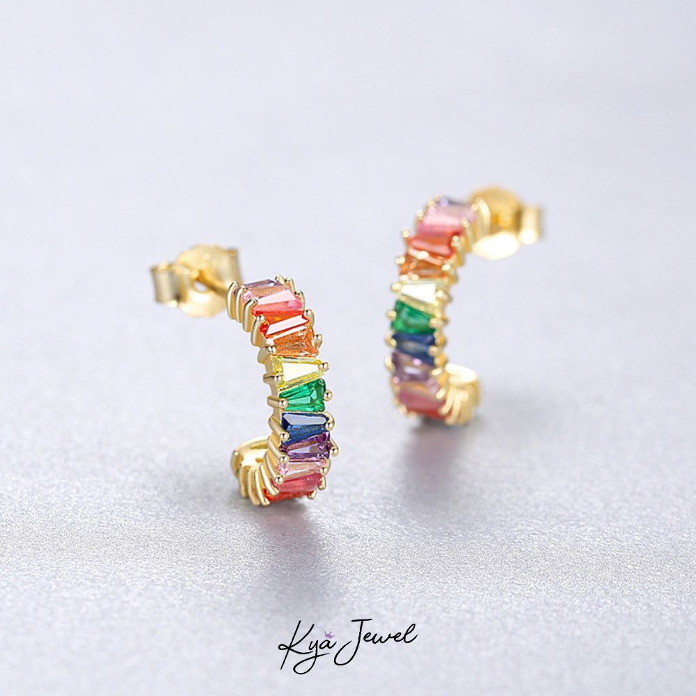 Khuyên tai bạc nữ Rainbow